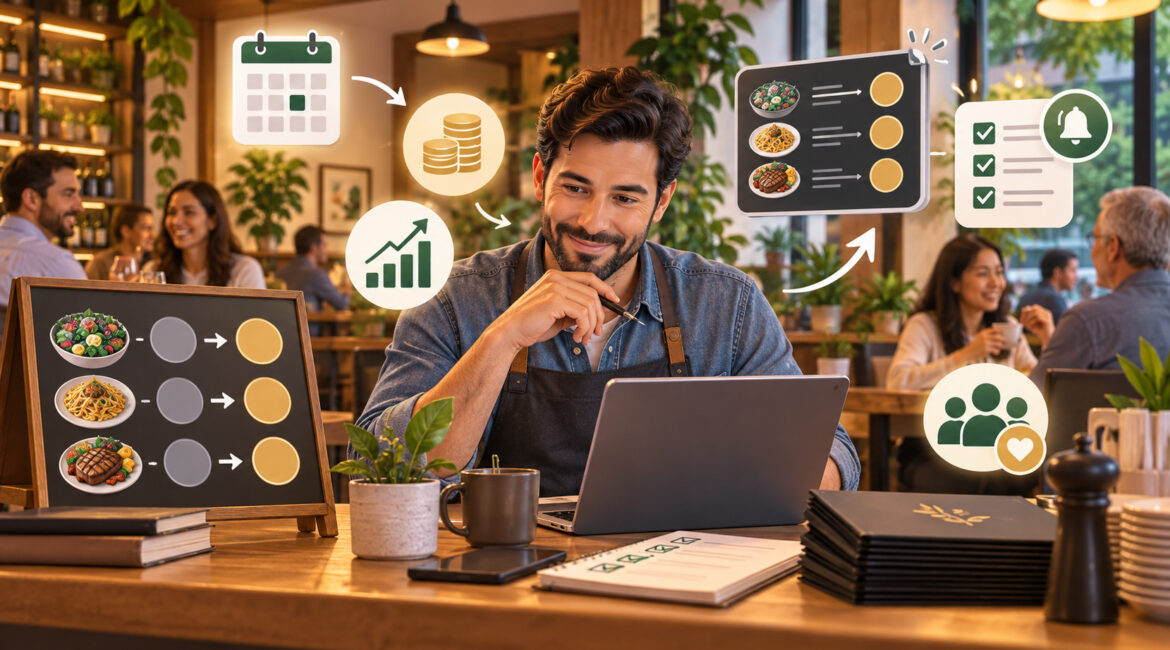 Restaurant owner planning a gradual menu price increase while keeping regular customers happy